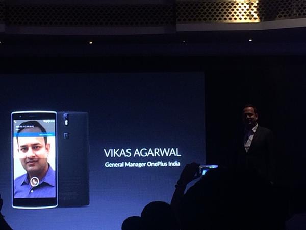 Vikas Agarwal, GM @oneplus on stage talking about India operations of the One Plus #NeverSettle 