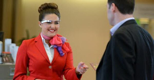 Virgin-Atlantic-flight attendant wearing google glass