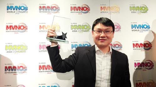 (Jason Yi, Director of Huawei Western European Hosting Center, accepted the award at MVNOs World Congress)