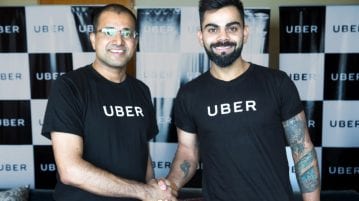 Virat Kohli, Captain of the Indian Cricket team becomes Uber’s first brand ambassador in India Amit Jain President Uber India SA with Uber India's Brand Ambassador Virat Kohli Captain Indian Cricket Team