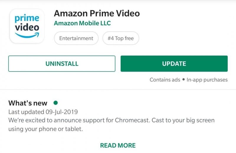 Chromecast on Prime Video