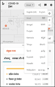 Bing COVID19 tracker now supports Hindi, Bengali, Punjabi, Tamil, Telugu, Gujarati, Marathi, Malayalam, and Kannada. 