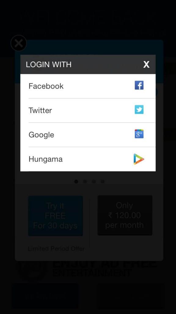 Hungama app for iOS