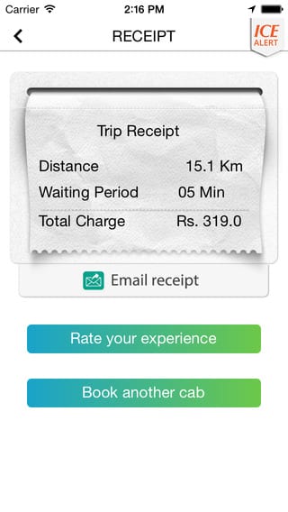 Meru Cabs iPhone app features