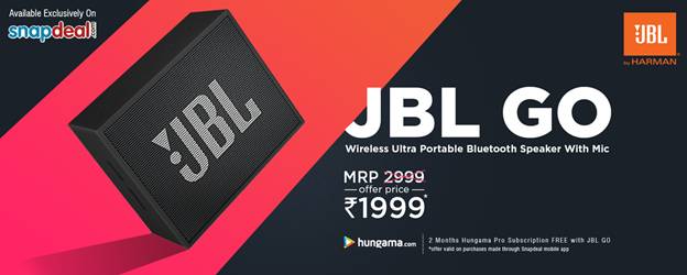 Sahil International launches ‘JBL Go’ exclusively on Snapdeal.com for Rs.1999/-