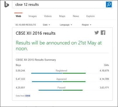 Bing CBSE results