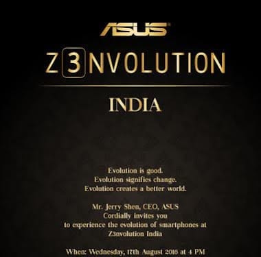 Asus sends out invites to Z3nvolution India, Zenfone 3 series launching in India
