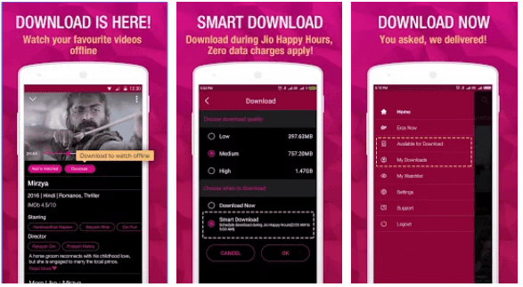 Jio Cinema App Smart Download feature