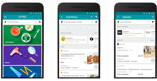 Google Launched Areo Food Delivery And Home Service App In India