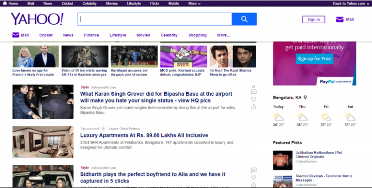 Yahoo India Homepage Gets a Fresh Look