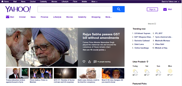 Yahoo India Homepage gets a new look
