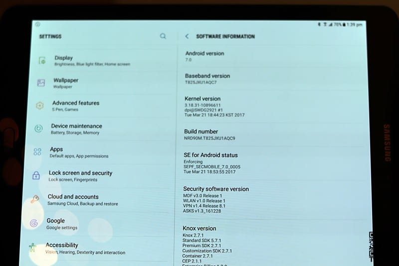 Samsung Galaxy Tab S3 software
