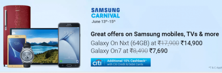 Samsung Carnival on Flipkart: Discounts on Smartphones, TVs, and more