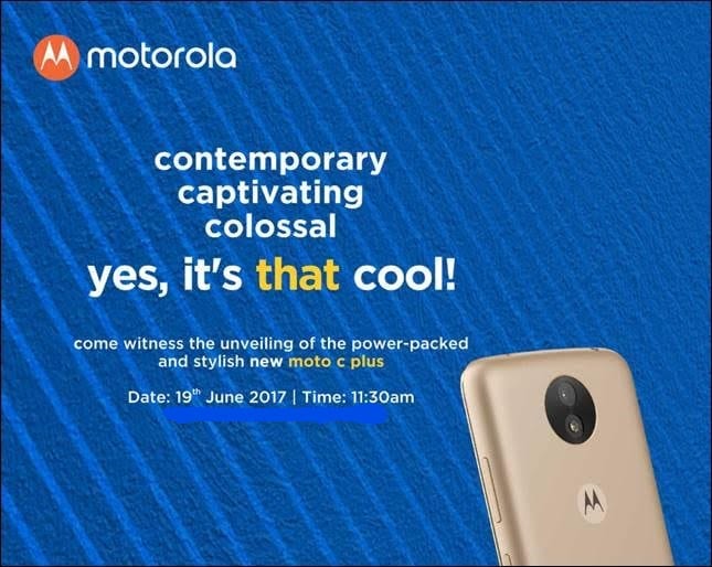 Moto C Plus with 4000mAh battery launching in India on 19th June