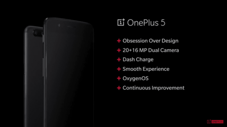 OnePlus 5 Launched in India starting at INR 32,999