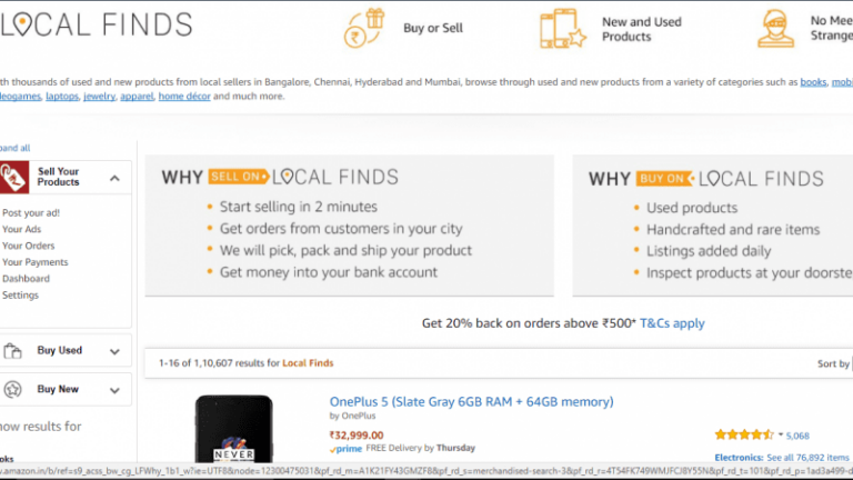 Amazon Local Find launched in India : Buy & Sell used or new products