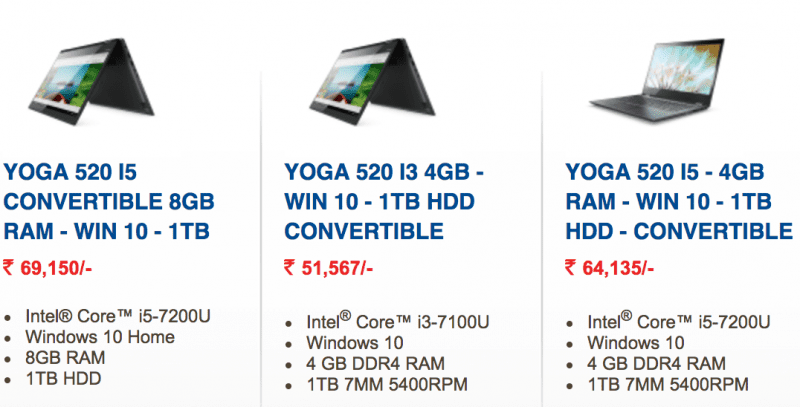 Lenovo Yoga 520 variants