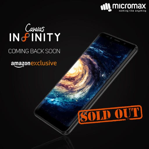 Micromax Canvas Infinity sold out during its first sale on Amazon Micromax Canvas Infinity sold out during its first sale on Amazon