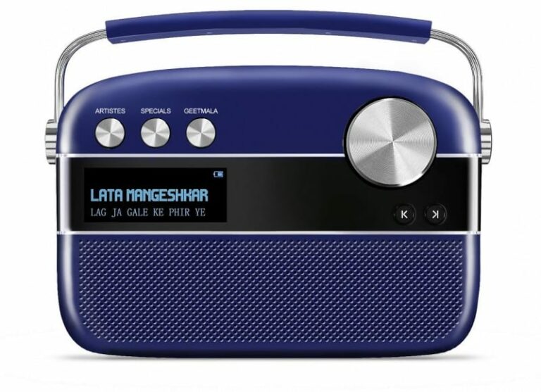 Saregama Carvaan Premium portable digital audio player with in-built stereo speakers and 5000 evergreen Hindi songs for INR 7,390