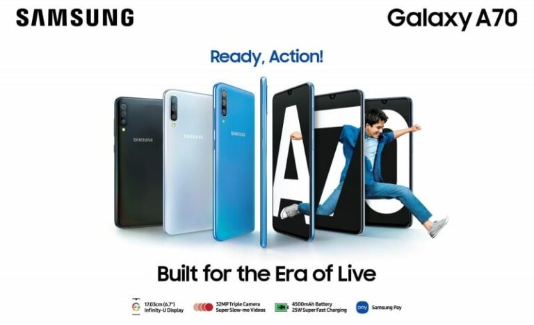Samsung Galaxy A70 with 6.7-inch Full-HD+ display, Triple rear cameras, In-display fingerprint scanner launched for INR 28,990