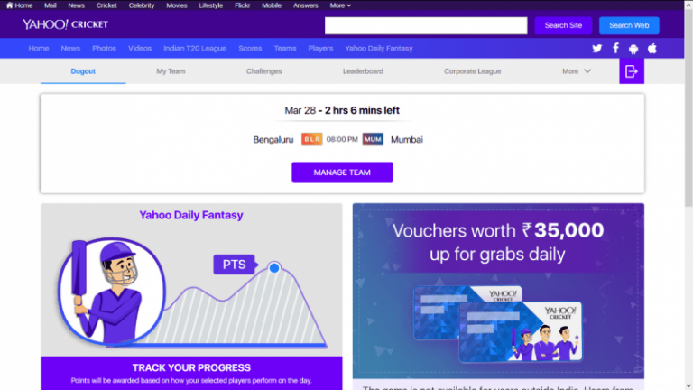 Yahoo Cricket launches fantasy game in India
