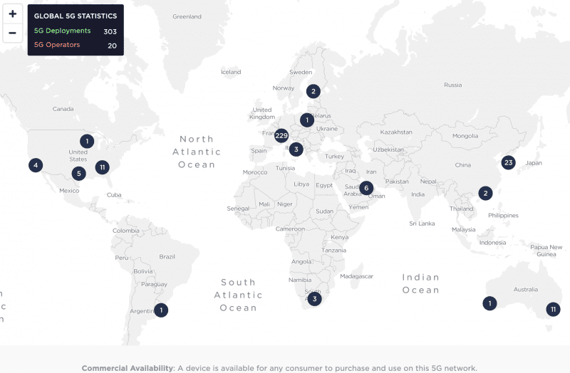 The interactive Ookla 5G Map tracks 5G rollouts in cities across the globe.