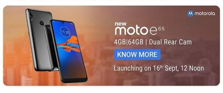 Moto E6S with 6.1-inch Max Vision Display, Dual Rear Cameras, 4GB RAM Launching in India on September 16
