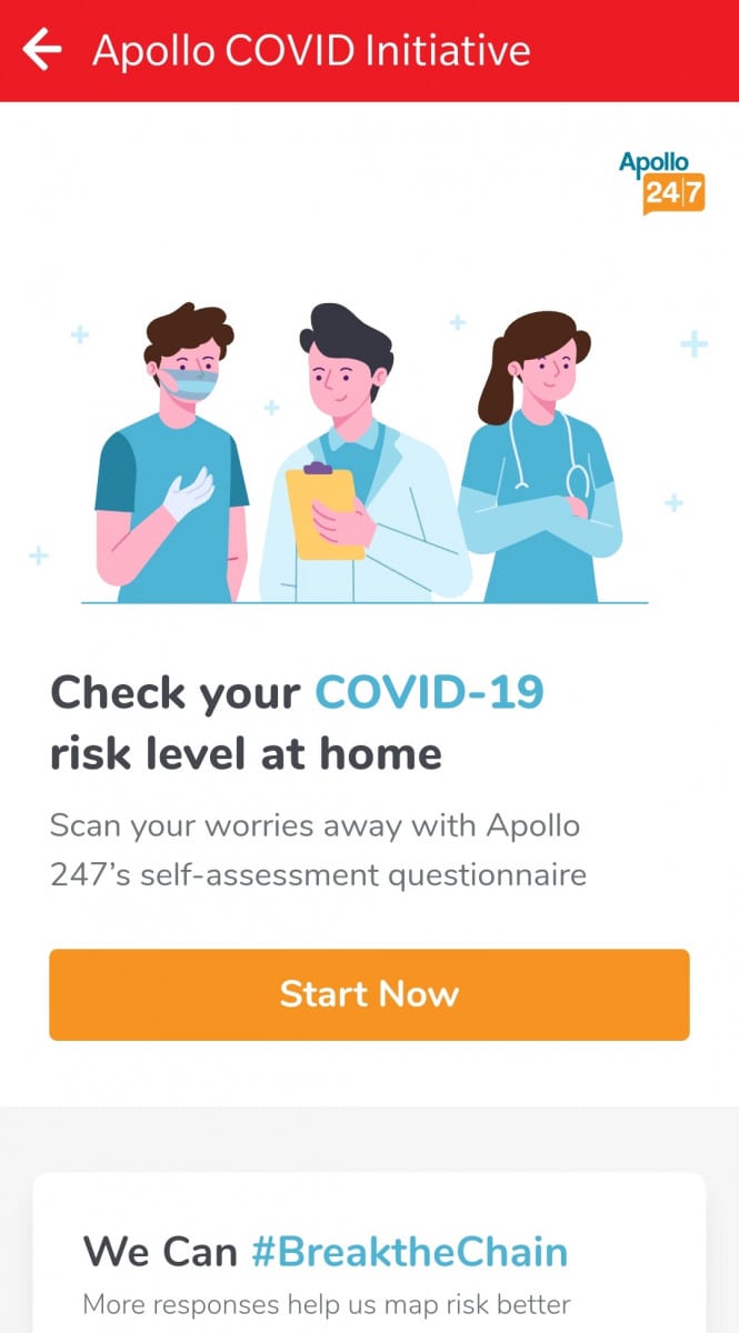 Now take a AI based COVID-19 test 24/7 with Airtel Thanks app powered by Apollo Hospital Group