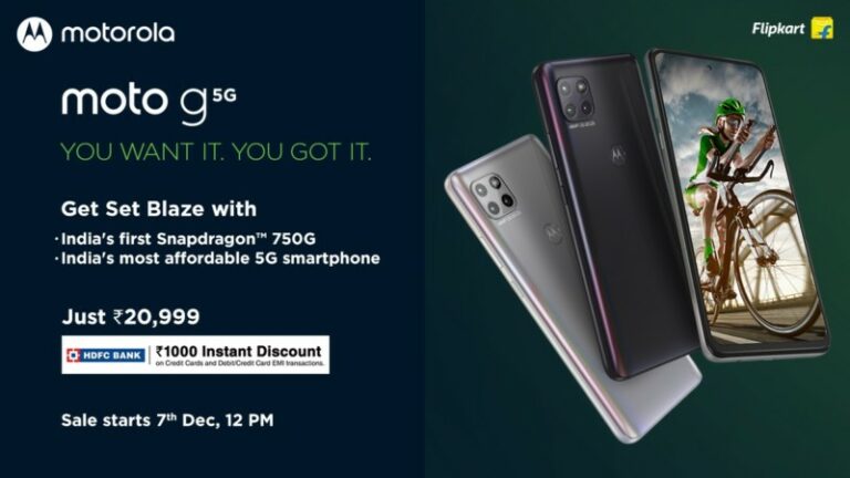 Motorola Launches Moto G 5G with Snapdragon 750G at Rs.20,999 in India