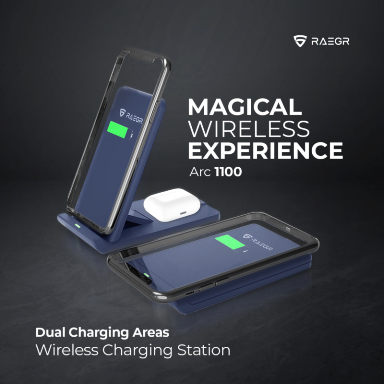 RAEGR Announces Arc 1100: 2-in-1 Wireless Charging Foldable Stand