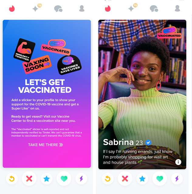 Tinder launches In-App Vaccine