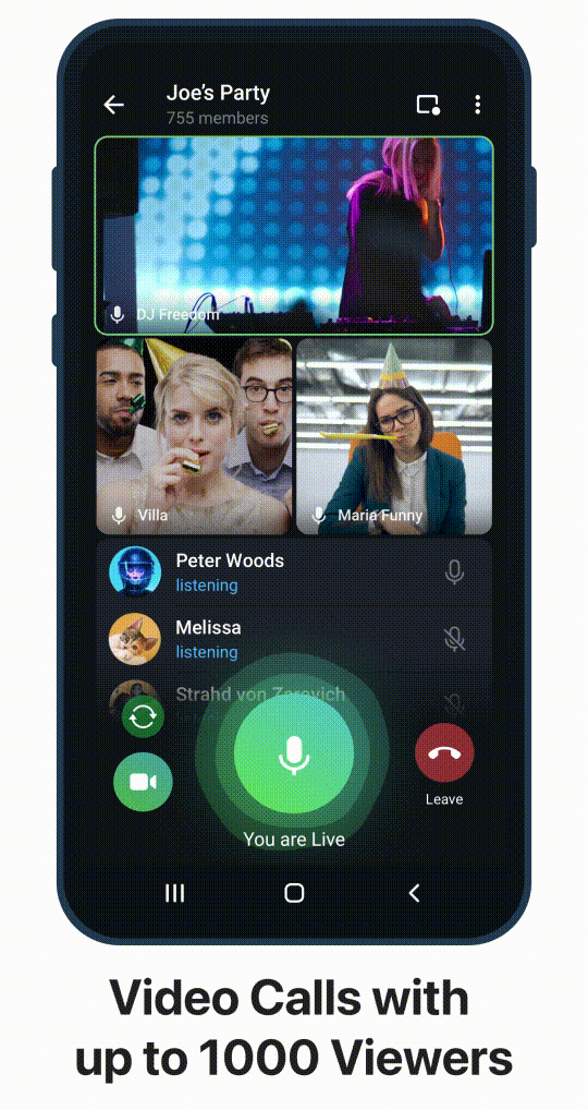 Telegram now allows a Group Video 