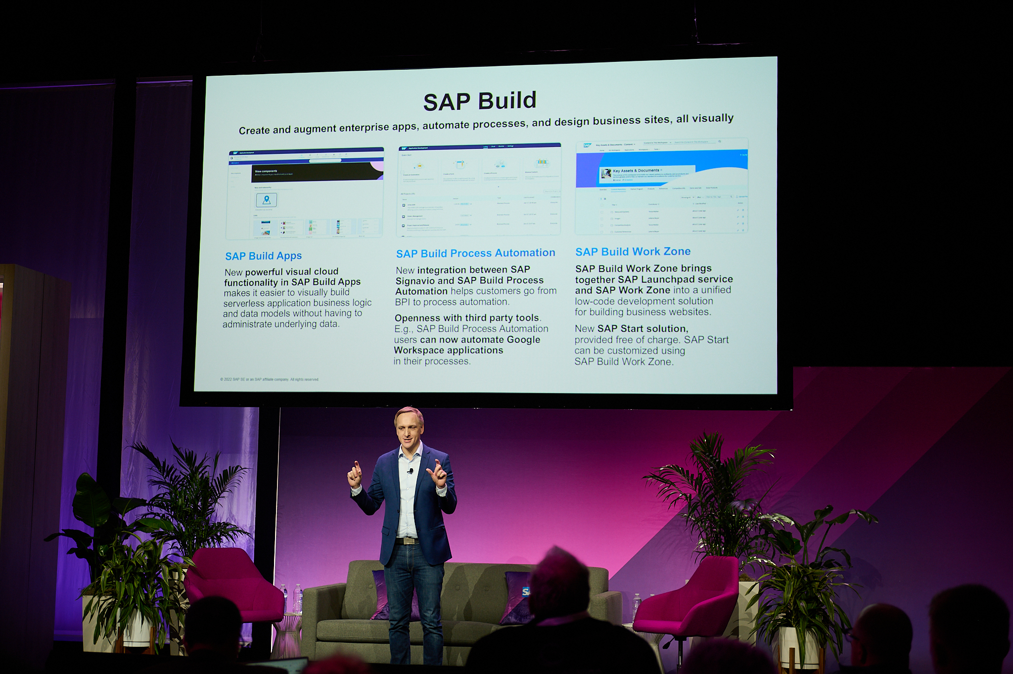 Juergen Mueller, Chief Technology Officer and Executive Board Member at SAP SE announces the launch of SAP Build at SAP TechEd 2022